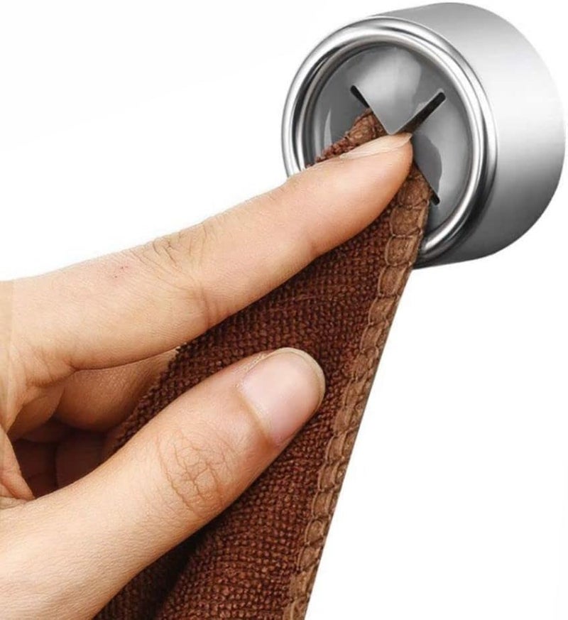 KAEZDD Round Adhesive Push Towel Hooks for Kitchen, Hand and Dish Towels, Grey, 2 Pack - Image 4